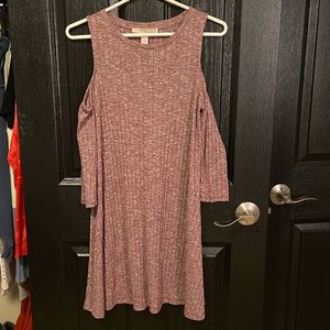 Washed Burgundy Cold Shoulder Dress